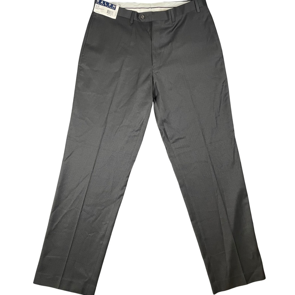 NWT‎ Ralph Lauren Mens Charcoal Grey Dress Pants Trousers 36W x 32L Flat Front